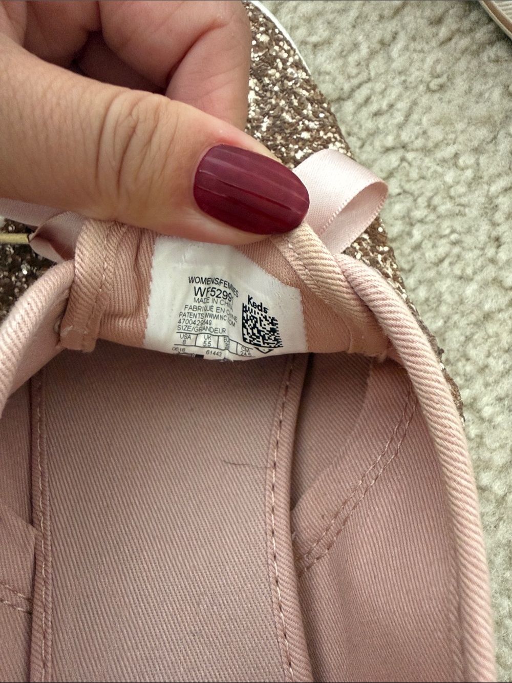Glitter Satin Lace-Up Women's Sneaker - Rose Gold Pink - Picture 7 of 8